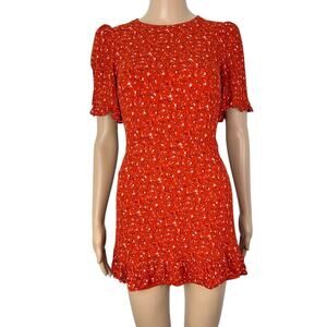 Reformation Alaina Floral Lightweight Open Back Mini Summer Dress in Balsam